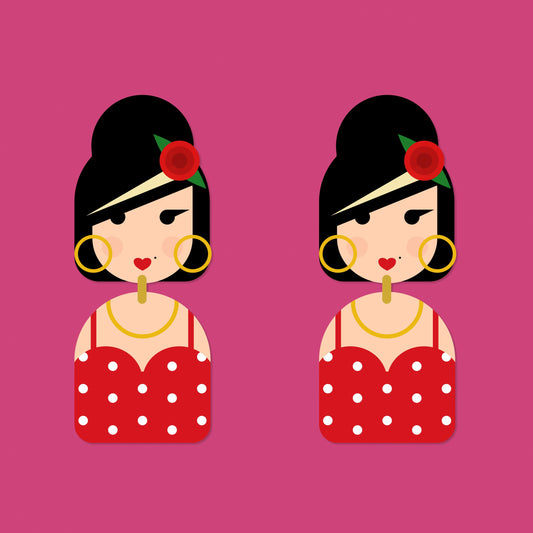 Amy Winehouse inspired - wooden dangle earrings