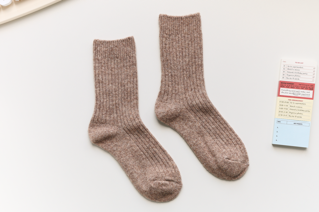 Warm Beige Cashmere & Wool Blend Socks