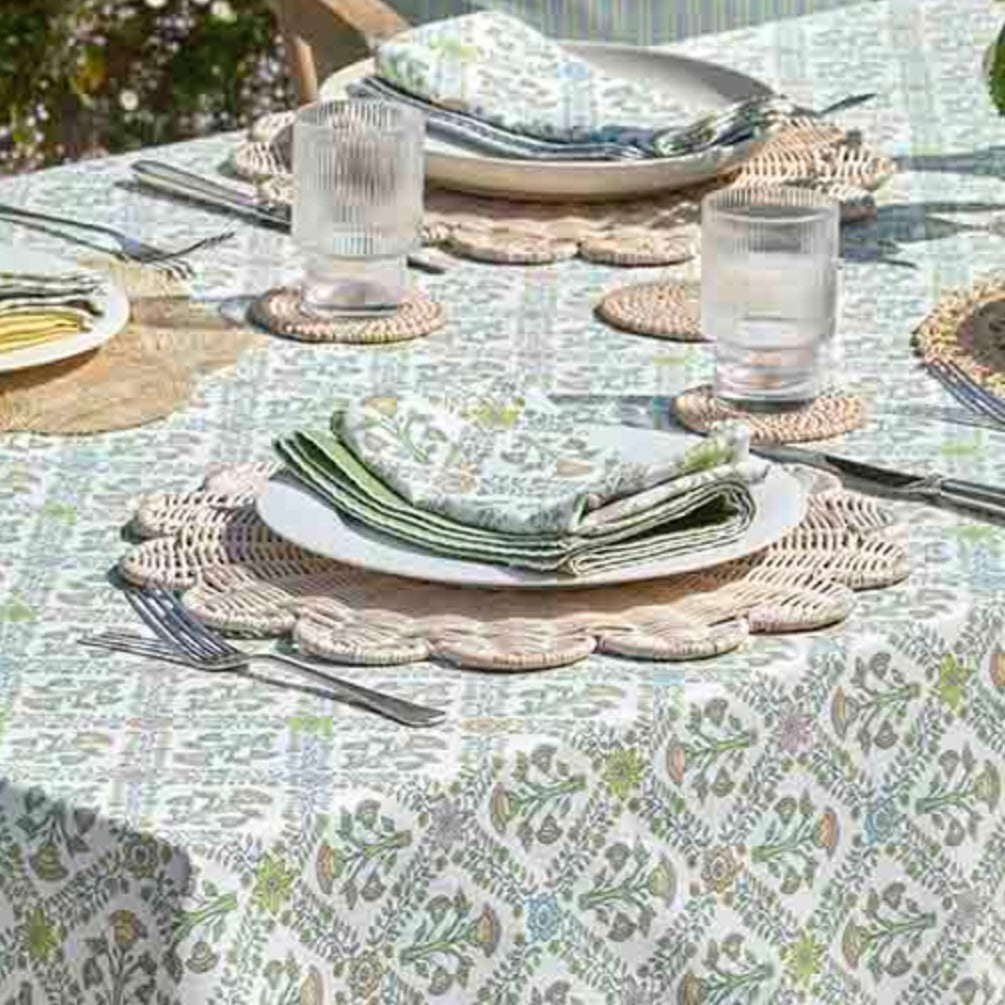 Walton & Co Tablecloth - Trellis Blue 130x180cm