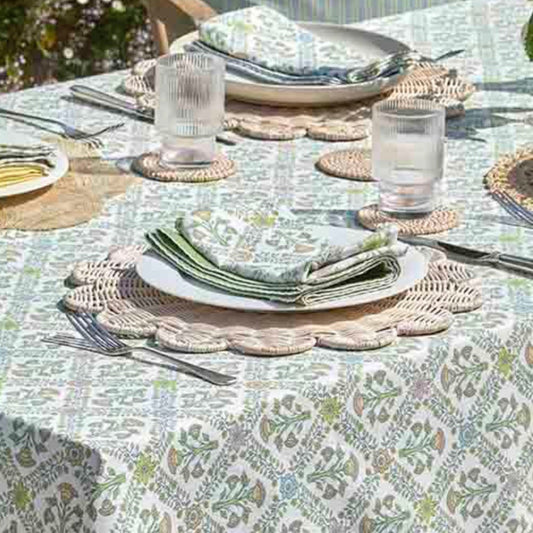 Walton & Co Tablecloth - Trellis Blue 130x180cm