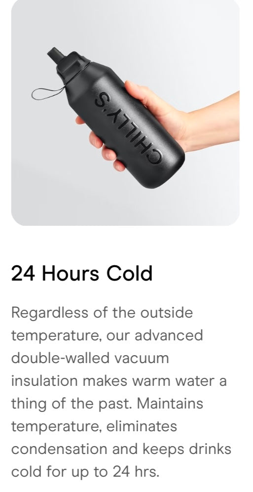 Chilly’s Bottle 1L - Series 2 Flip Bottle Granite Grey
