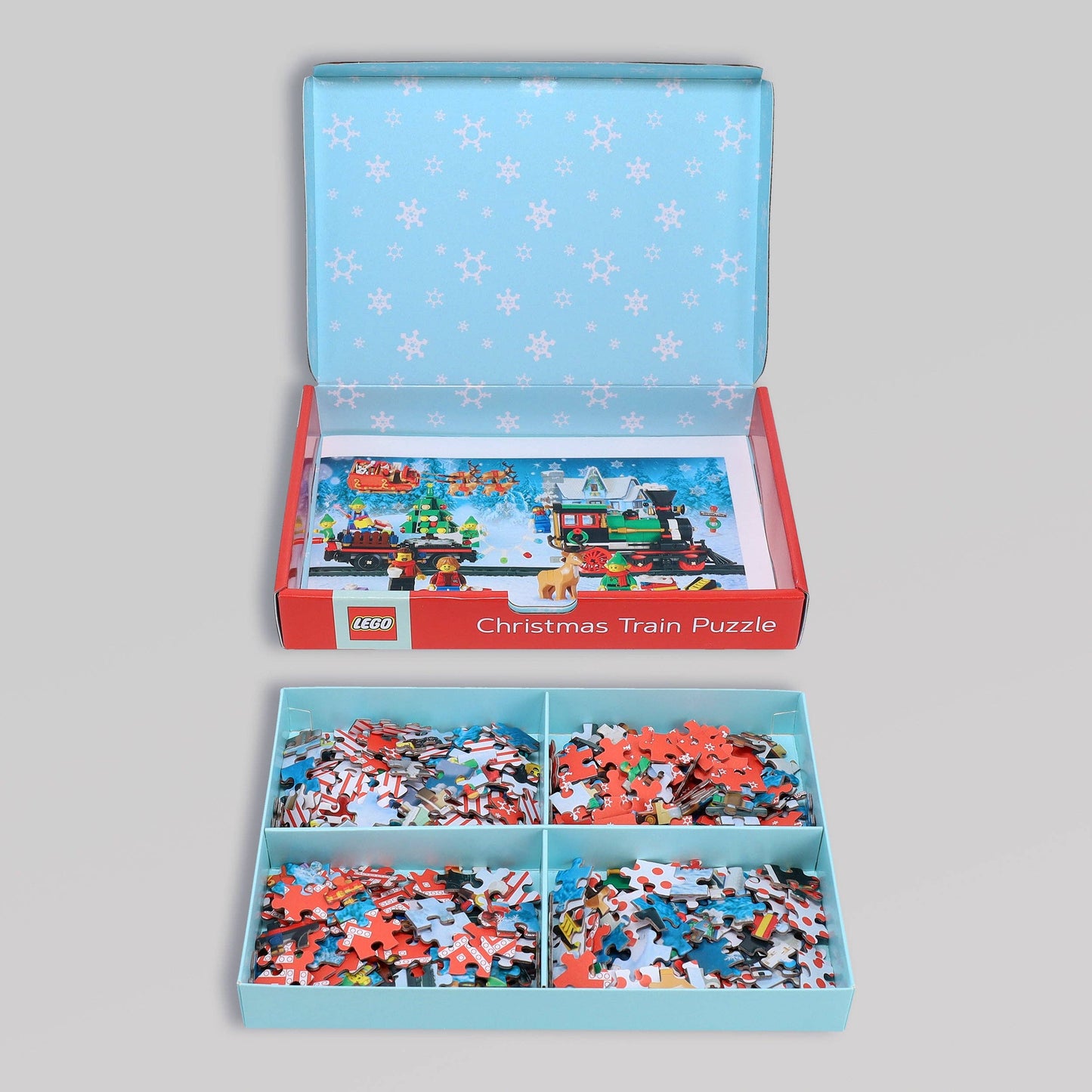LEGO Christmas Train Puzzle - Four Connecting 100-Piece Puzzles