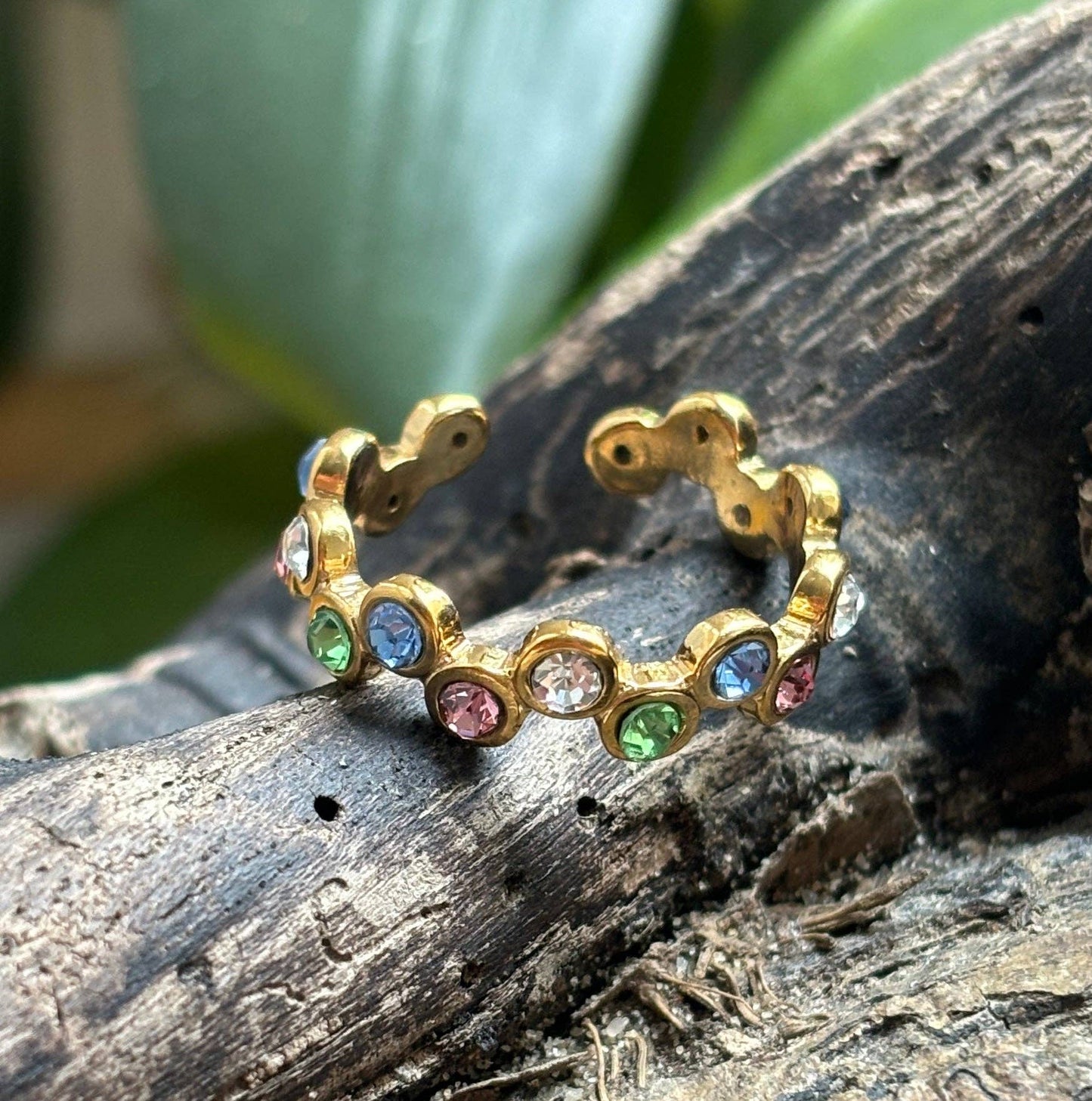 18ct Gold Plated Cubic Zirconia Stackable Ring - Gold Clear Cubic Zirconia OR50