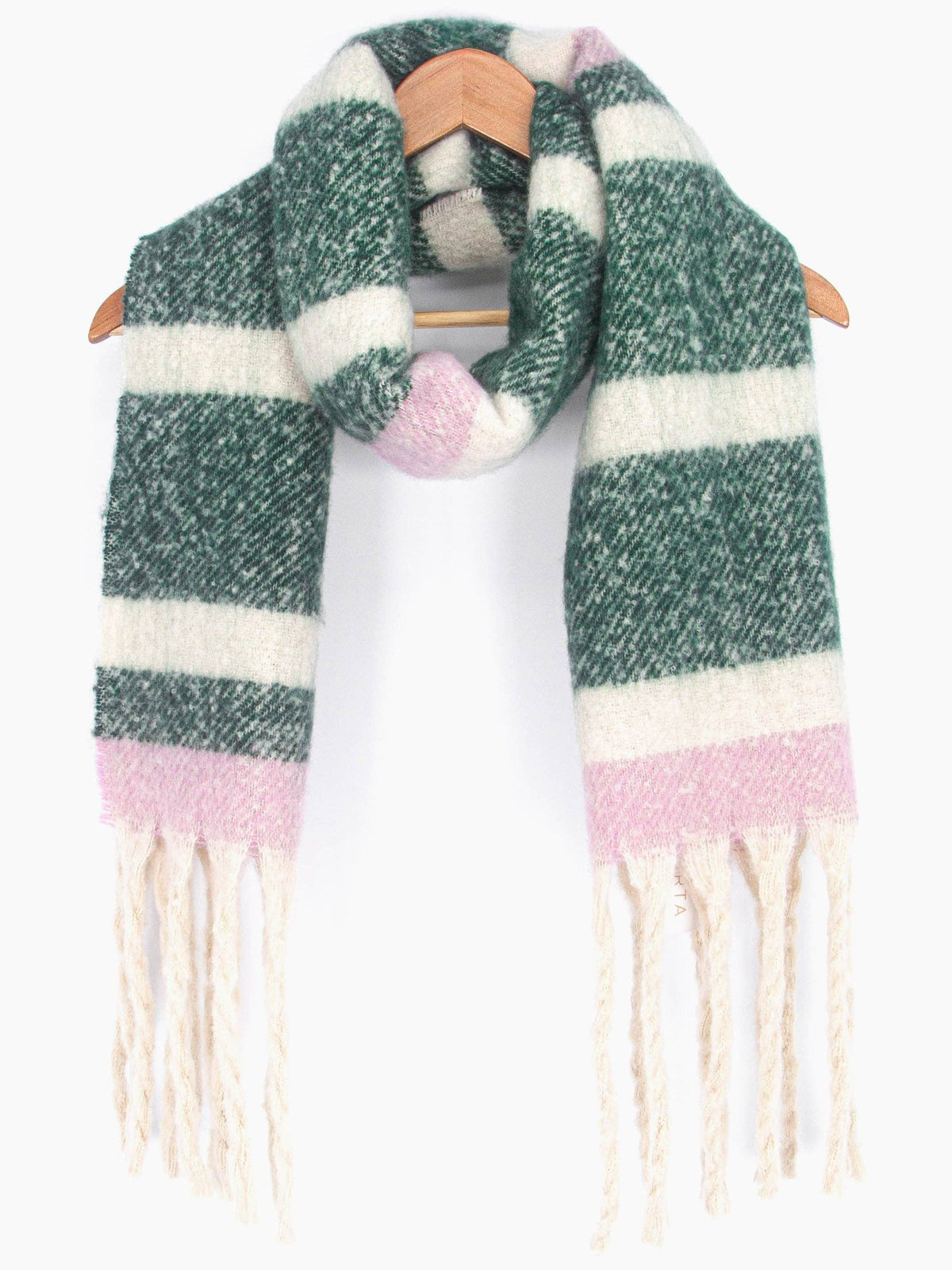 Dallas Heavyweight Scarf - Green, Stripe: One-size