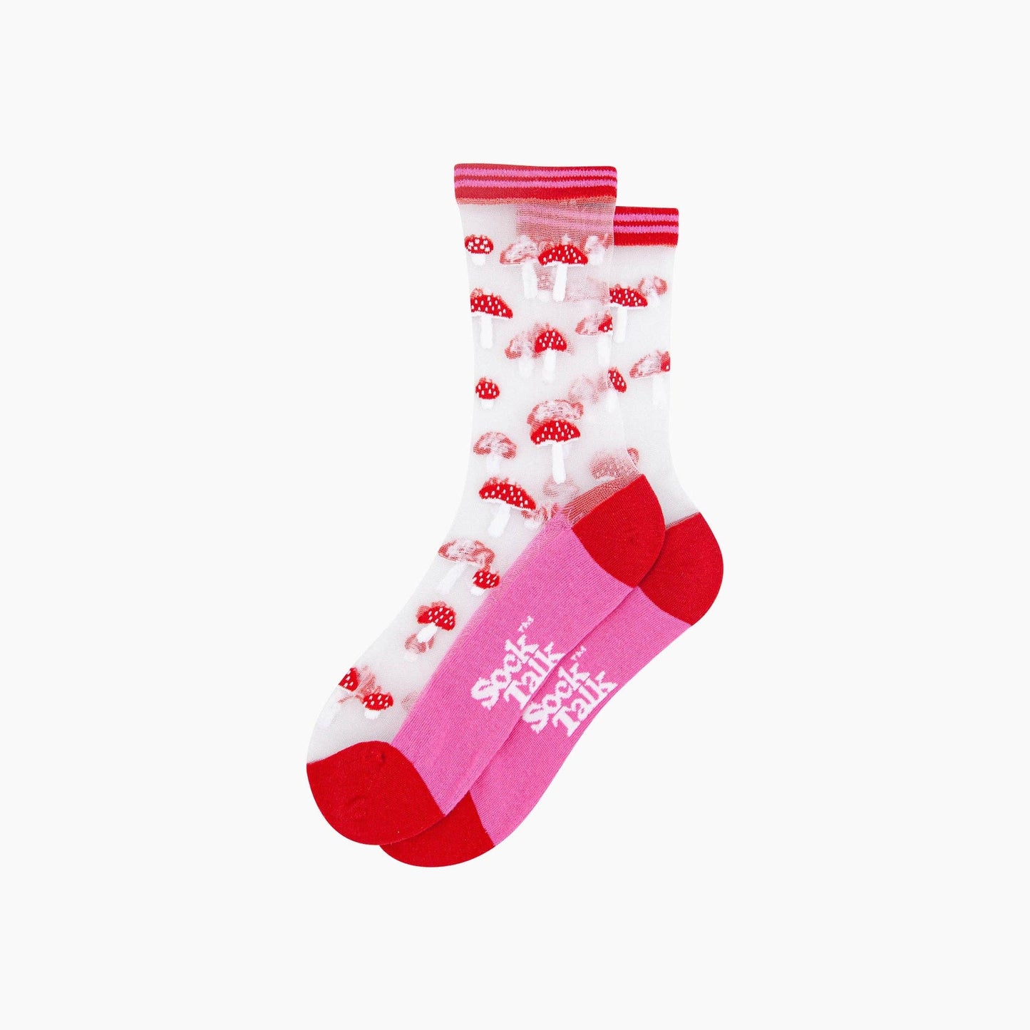 Toadstools Combed Cotton Sheer Pop Socks in Red: UK 3-7 | EU 36-40 | US 5-9