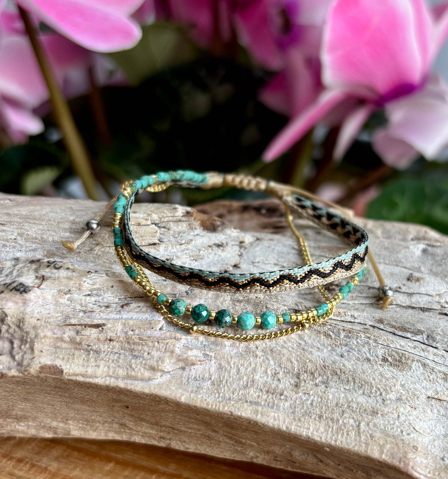 Miyuki Multi Strand Adjustable Bracelets - Green OR80