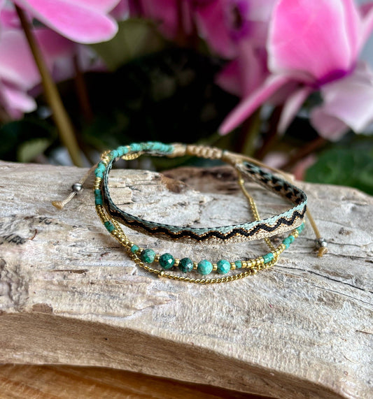 Miyuki Multi Strand Adjustable Bracelets - Green OR80