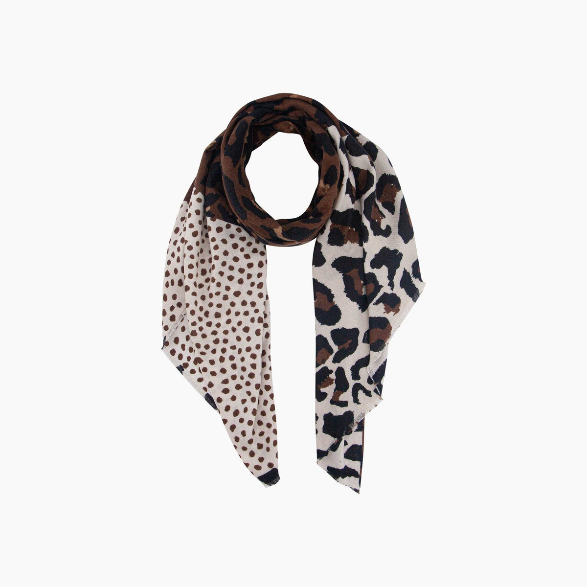 Leopard Print Lightweight Scarf in Brown: One Size