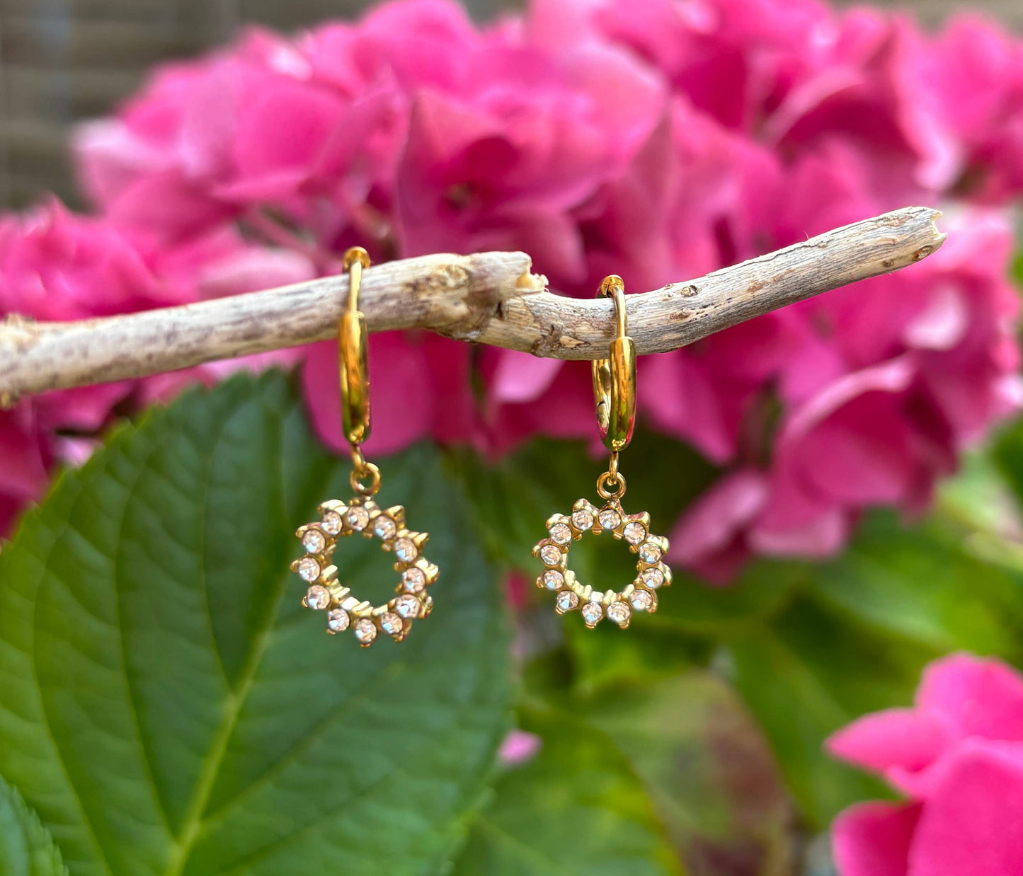 18ct Gold Plated Cubic Zirconia Circle Huggie Earrings OR5