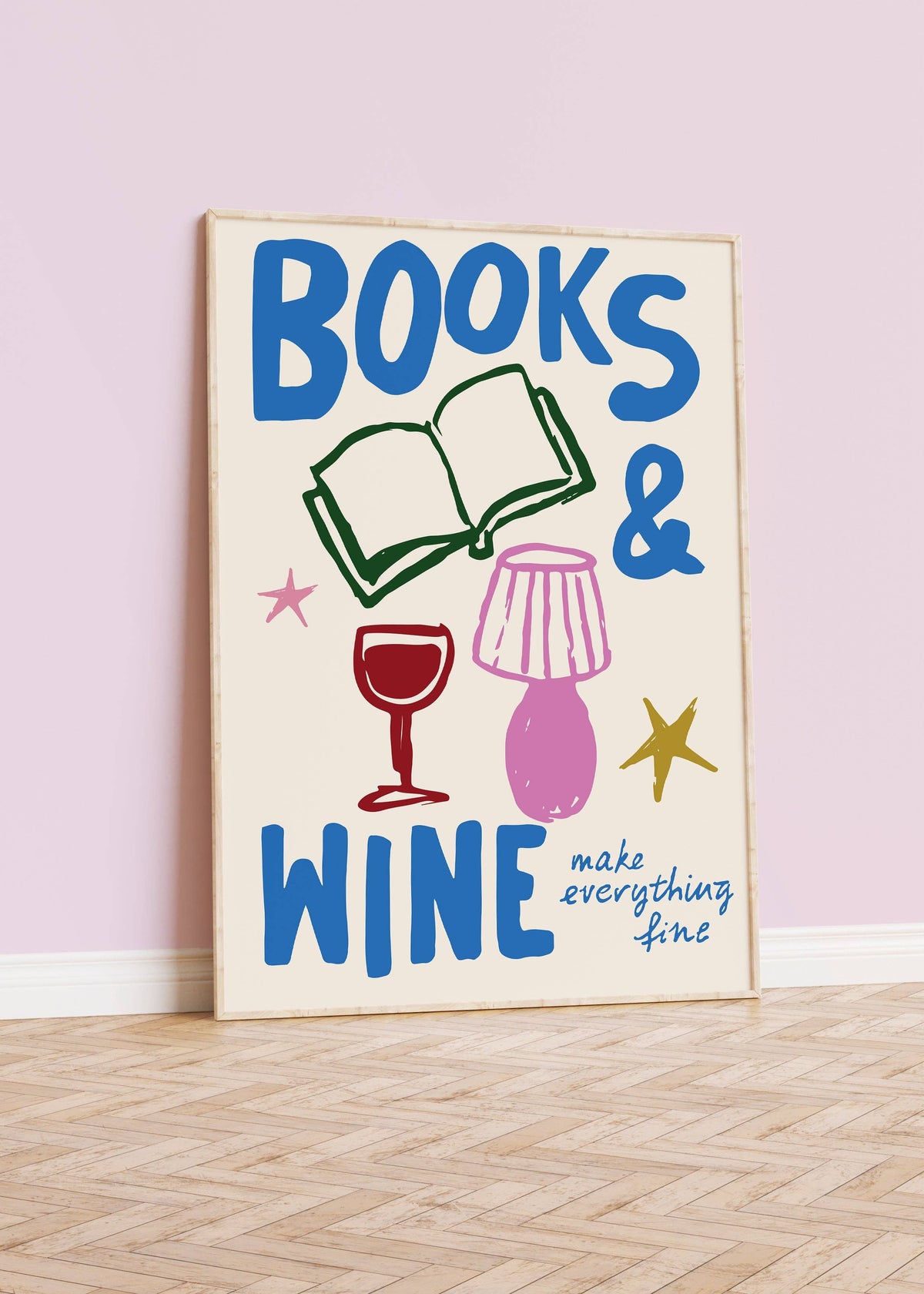Books & Wine Book Lover Print: A5
