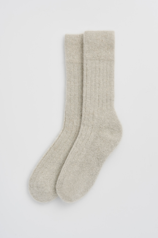 Correct Grey Ultra Soft Alpaca Ribbed Bed Socks: Small (UK 4-7)