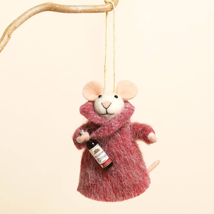 Felt Wine Bottle Mouse Hanging Decoration