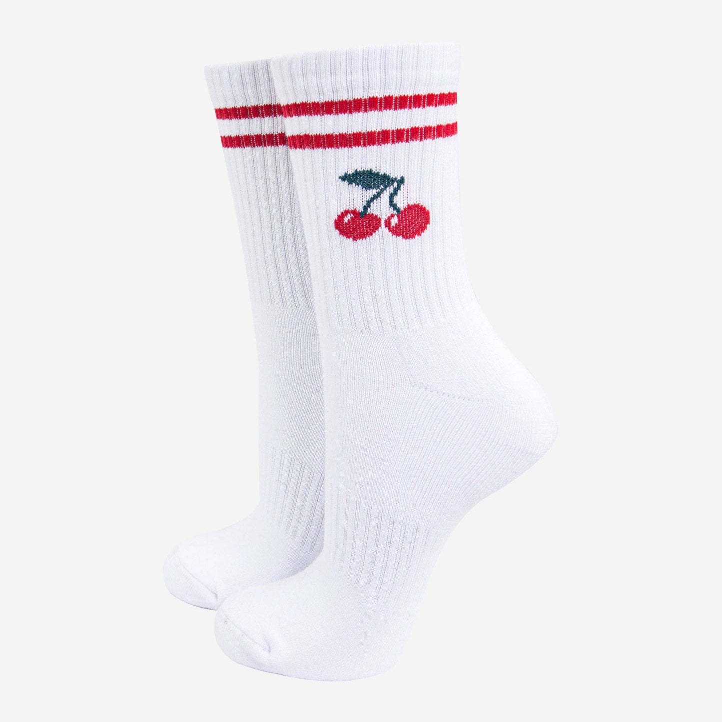 Women's Sporty Socks - White, Cherries: UK 3-7 | EU 36-40 | US 5-9