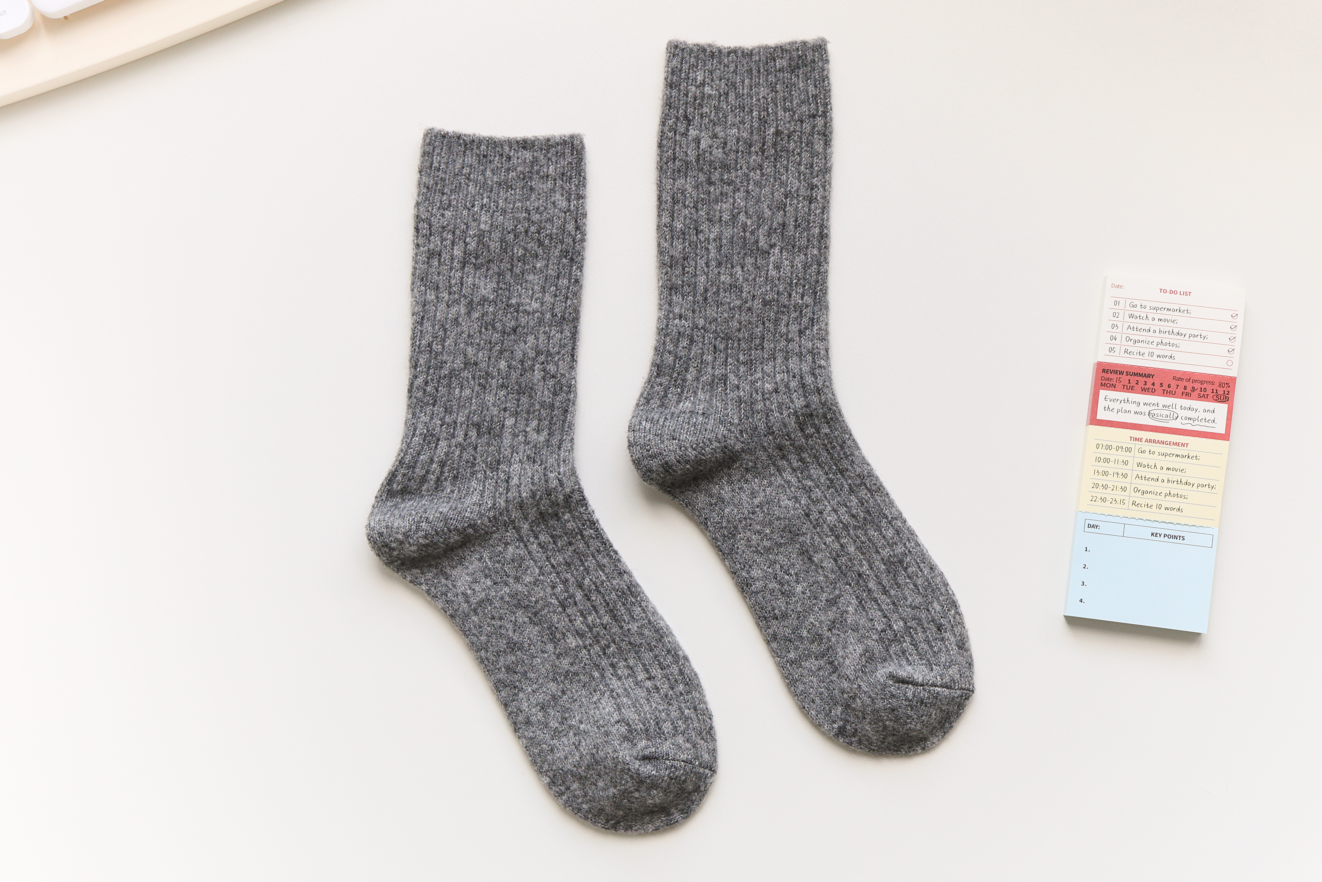Warm Beige Cashmere & Wool Blend Socks