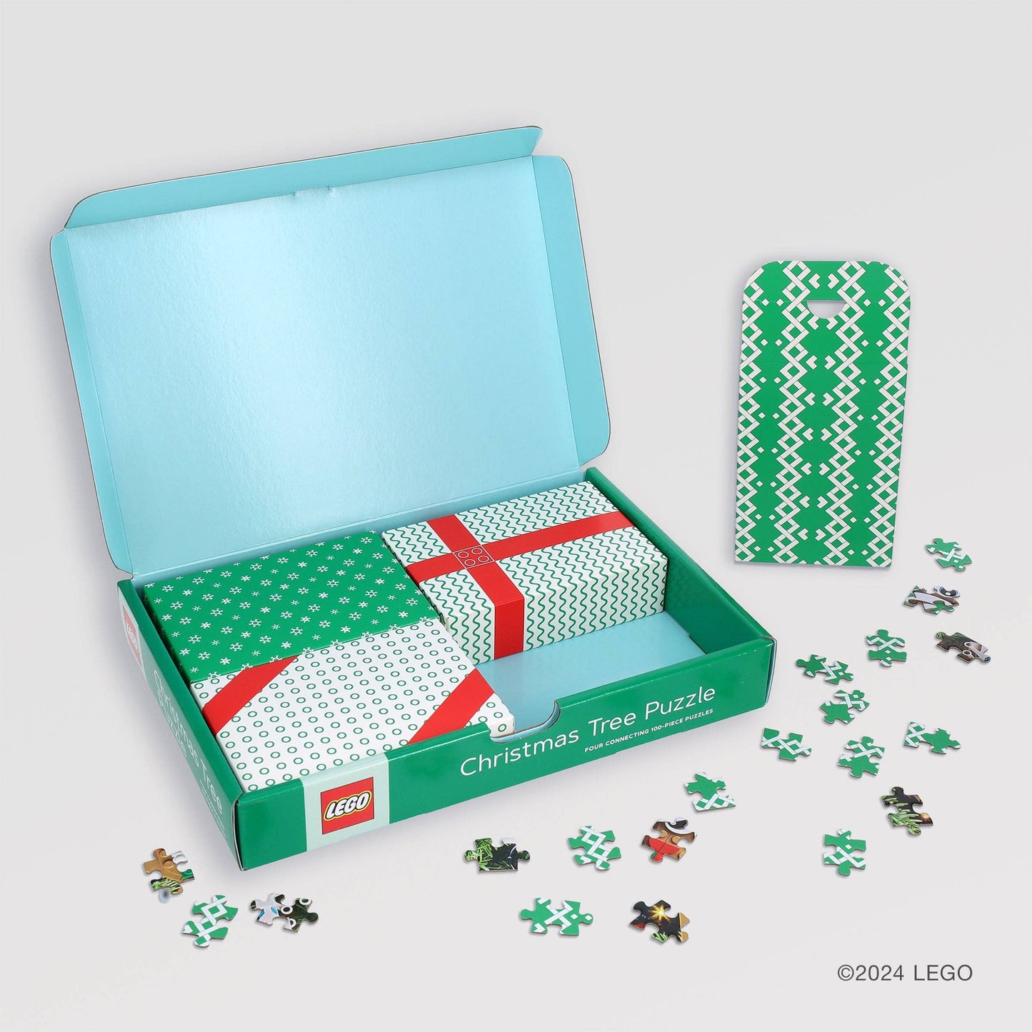 LEGO Christmas Tree Puzzle - Four Connecting 100-Piece Puzzles