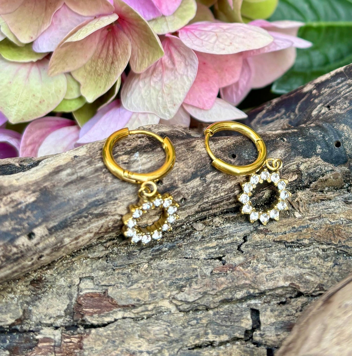 18ct Gold Plated Cubic Zirconia Circle Huggie Earrings OR5