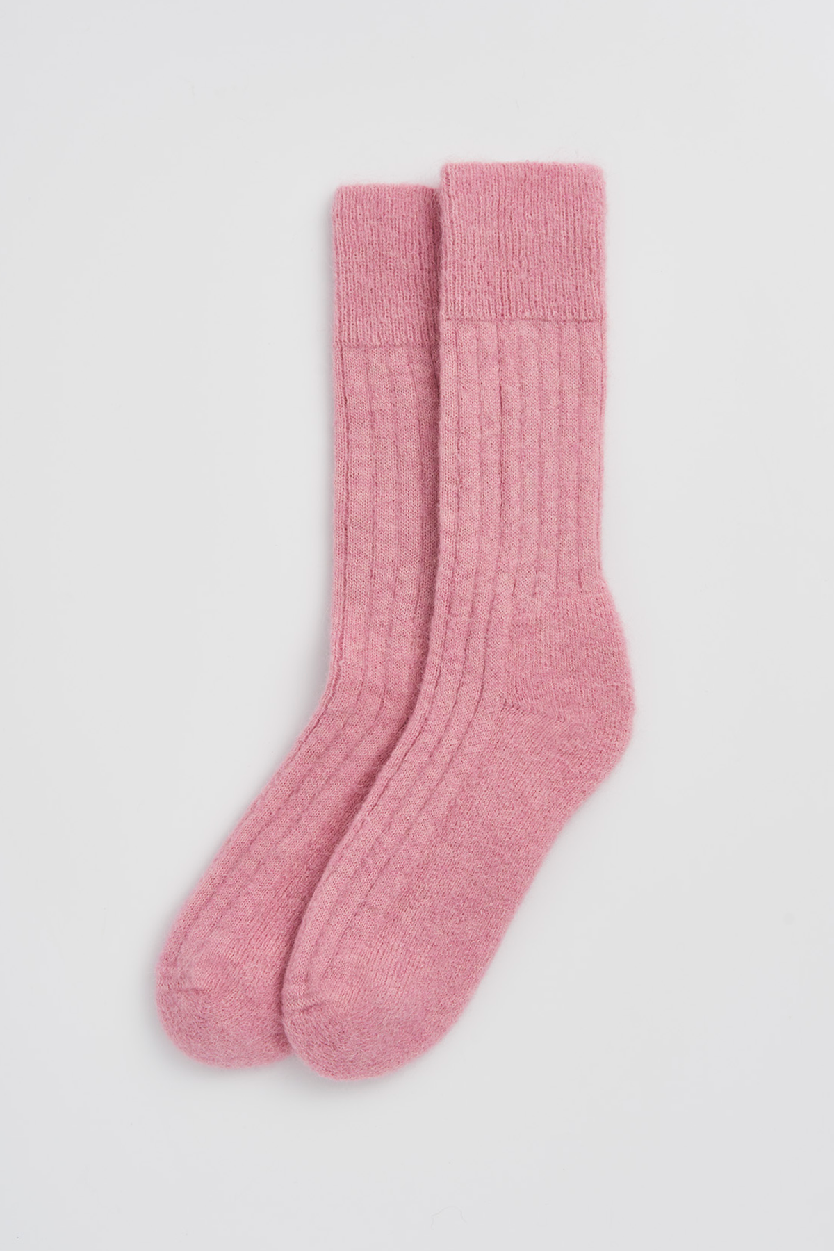 Sherbet Pink Ultra Soft Alpaca Ribbed Bed Socks: Small (UK 4-7)