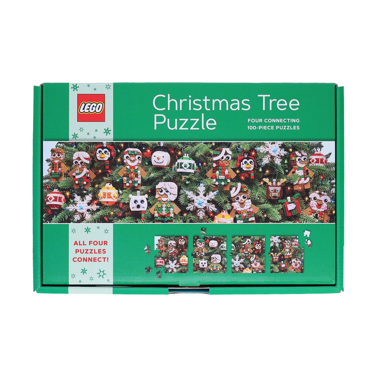 LEGO Christmas Tree Puzzle - Four Connecting 100-Piece Puzzles