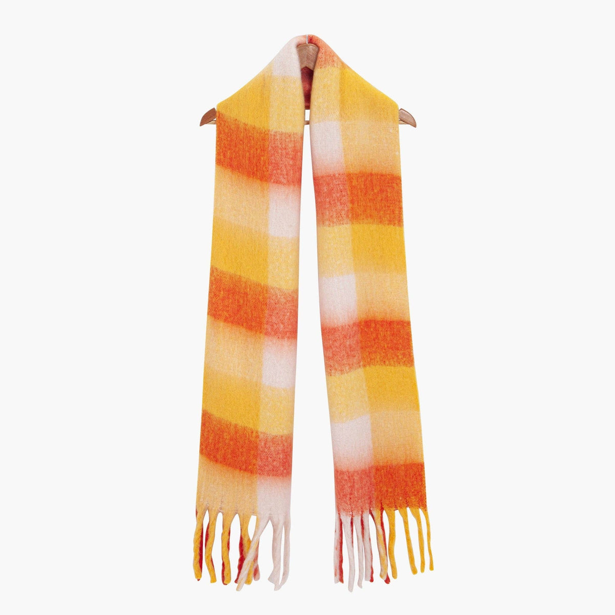 Allie Heavyweight Scarf - Orange, Colourblock Square: One-size