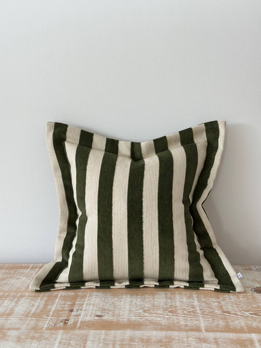 Fliss Olive Green Stripe Cushion 45x45cm