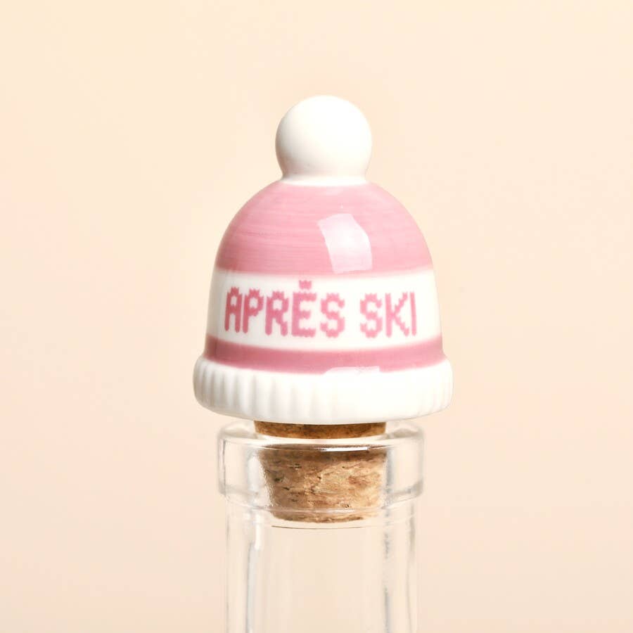 Ceramic Après-Ski Pink Hat Bottle Stopper
