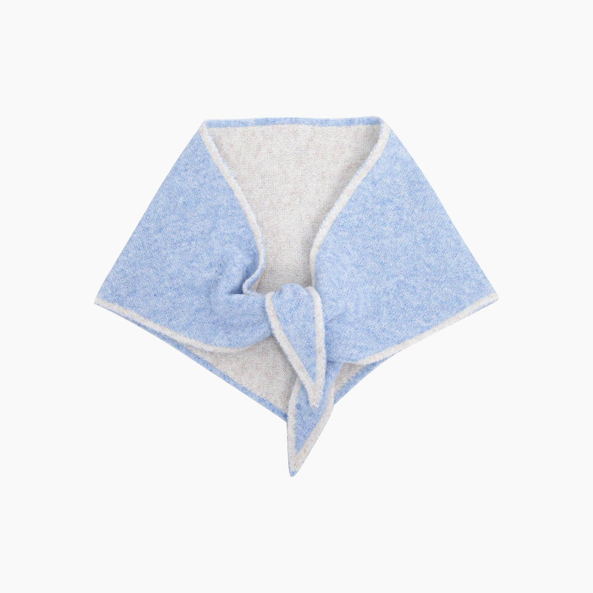 Contrast Trim Triangle Scarf in Light Blue/Cream: One Size