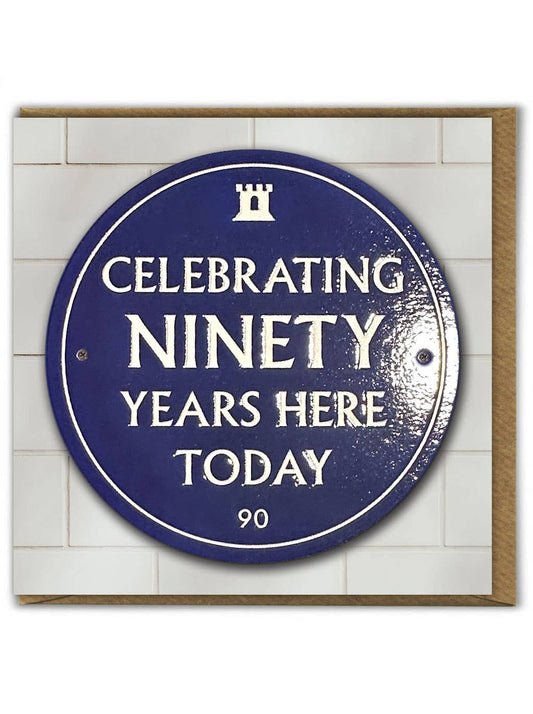 90th Birthday Milestone - Embossed Glossy Greetings Card