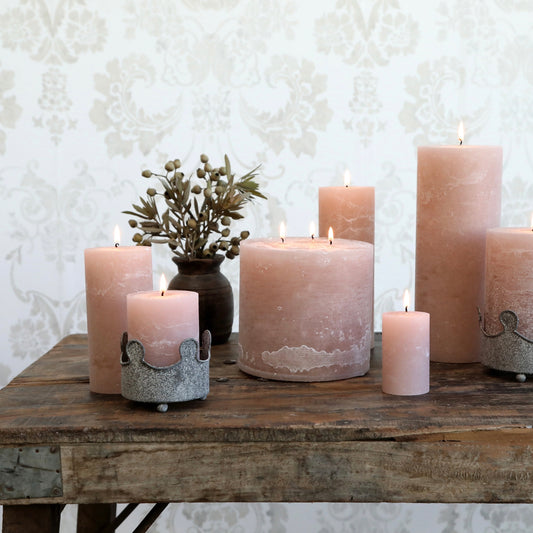 Dusty Rose Rustic Pillar Candle - 3 sizes available