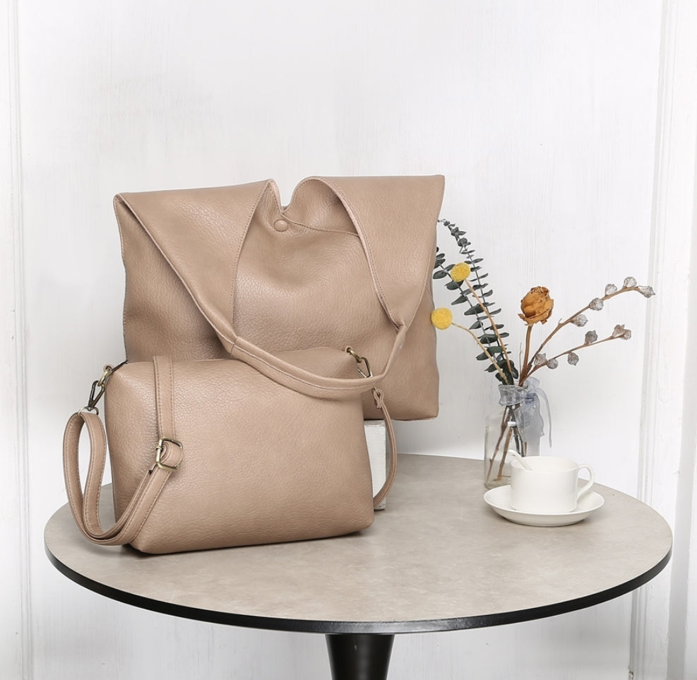 Faux Leather Slouchy Bag in a Bag