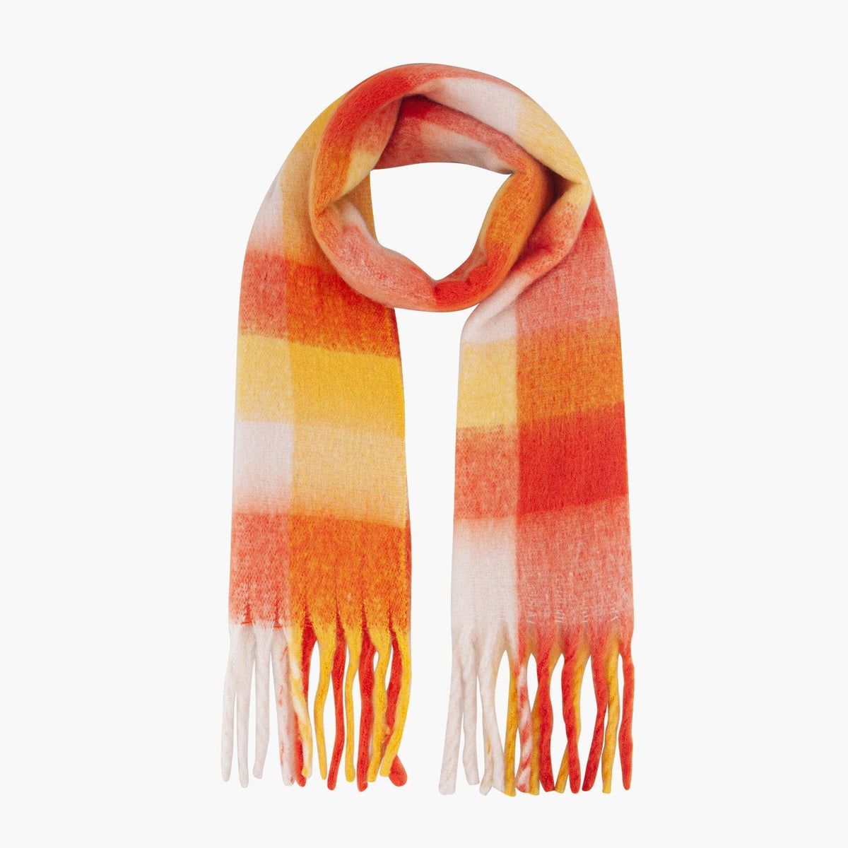 Allie Heavyweight Scarf - Orange, Colourblock Square: One-size