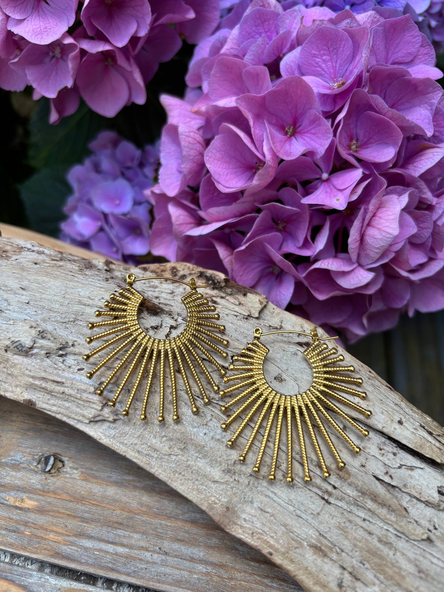 18ct Gold Plated Cubic Zirconia Fan Hoop Earrings OR7