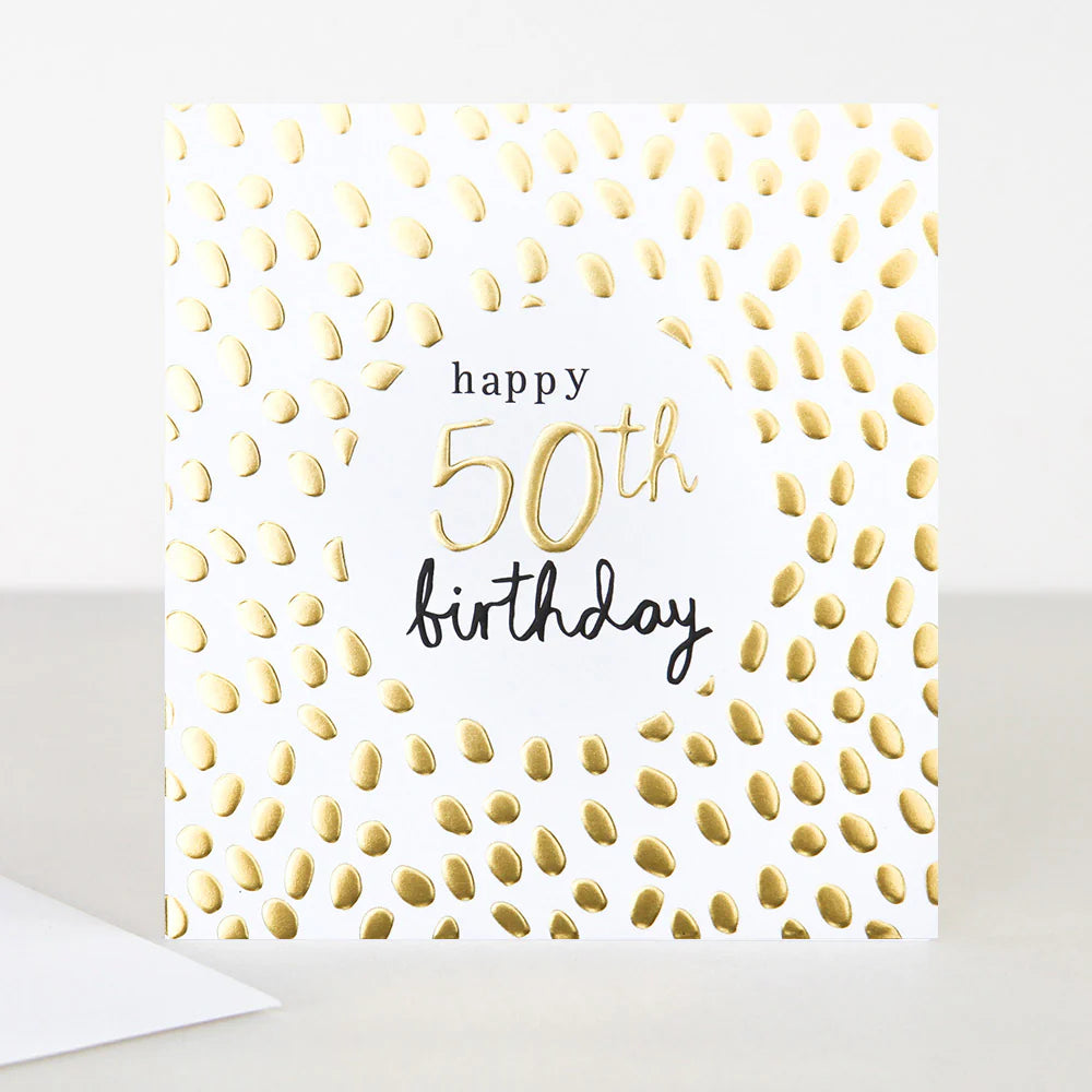 Caroline Gardner Gold 50th Birthday Card