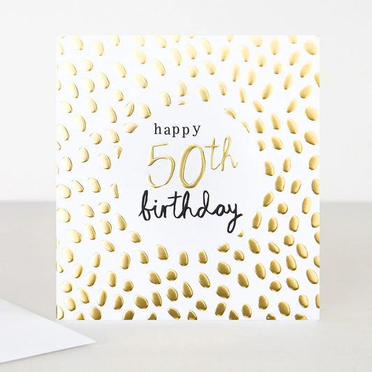 Caroline Gardner Gold 50th Birthday Card