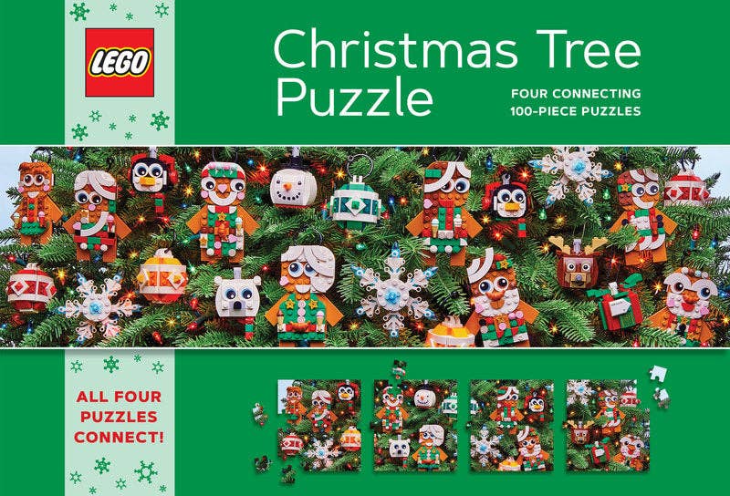 LEGO Christmas Tree Puzzle - Four Connecting 100-Piece Puzzles