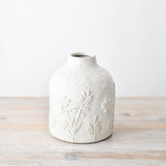 Pippa Flower Embossed Tall Vase