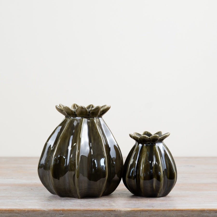 Green Seed Poppy Vase - 2 sizes