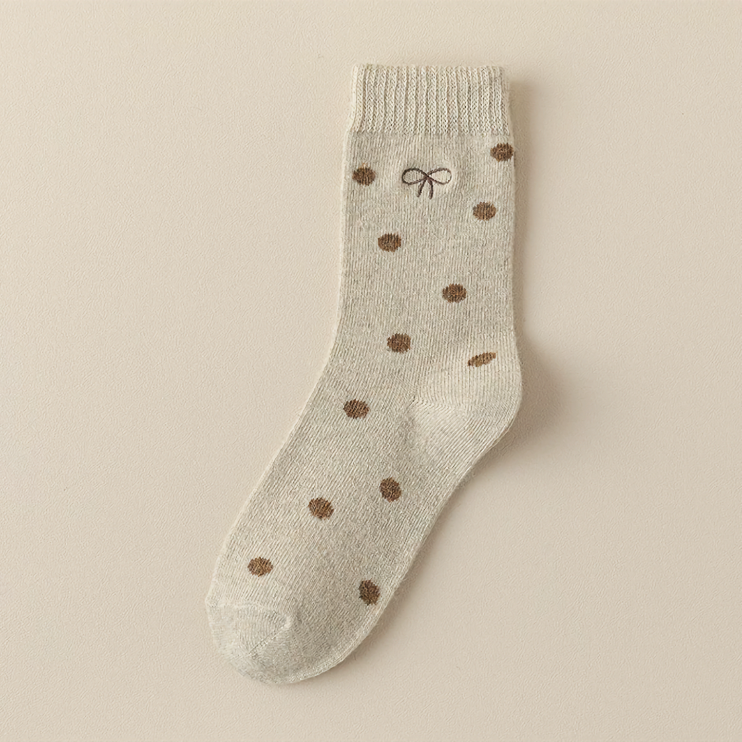 Winter Wool Bow Embroidery Socks