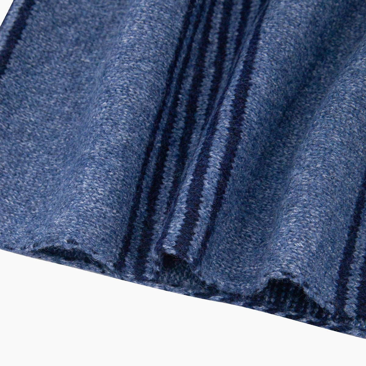 Striped Triangle Heavyweight Scarf in Navy/Denim: One Size