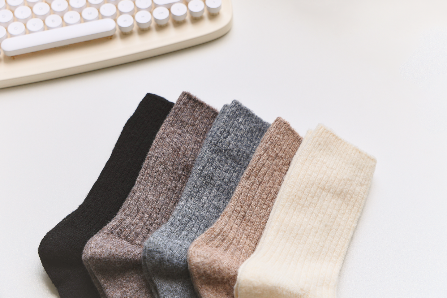Warm Beige Cashmere & Wool Blend Socks