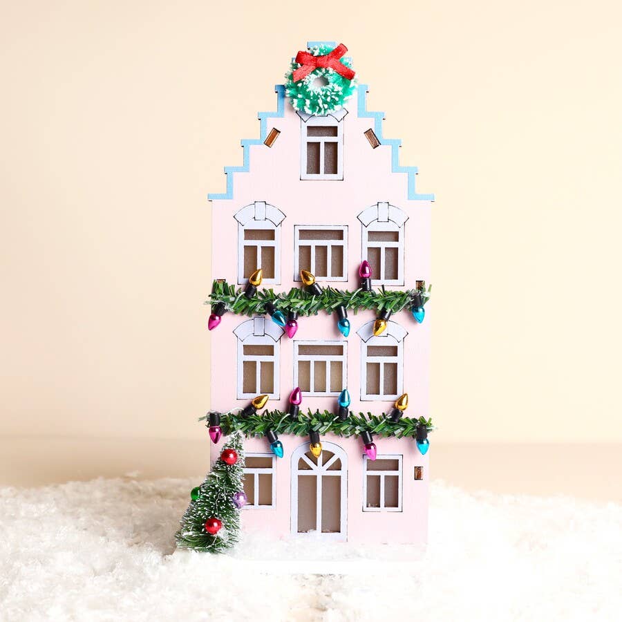 Battery Powered Wooden Lilac LED House Light Decoration