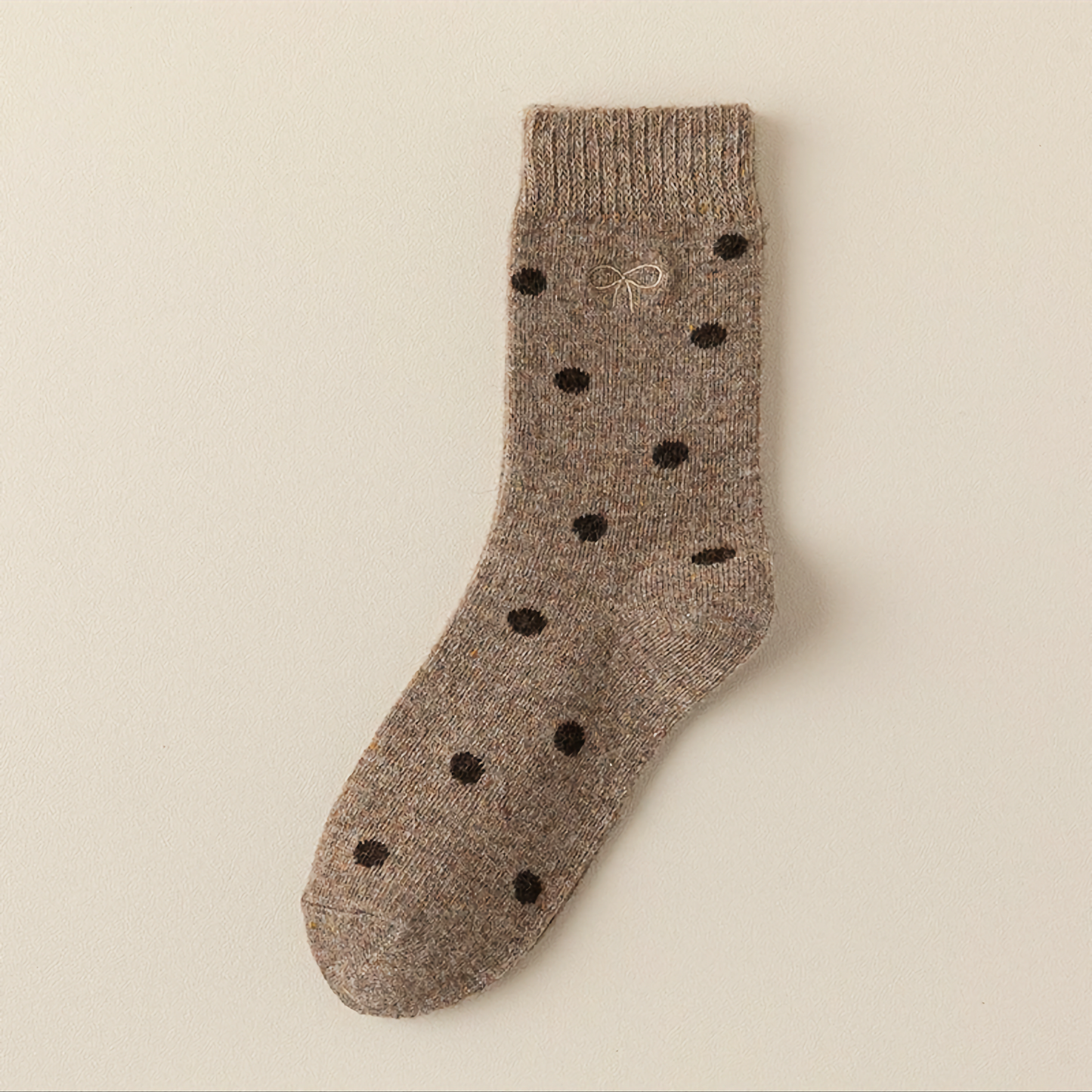 Winter Wool Bow Embroidery Socks