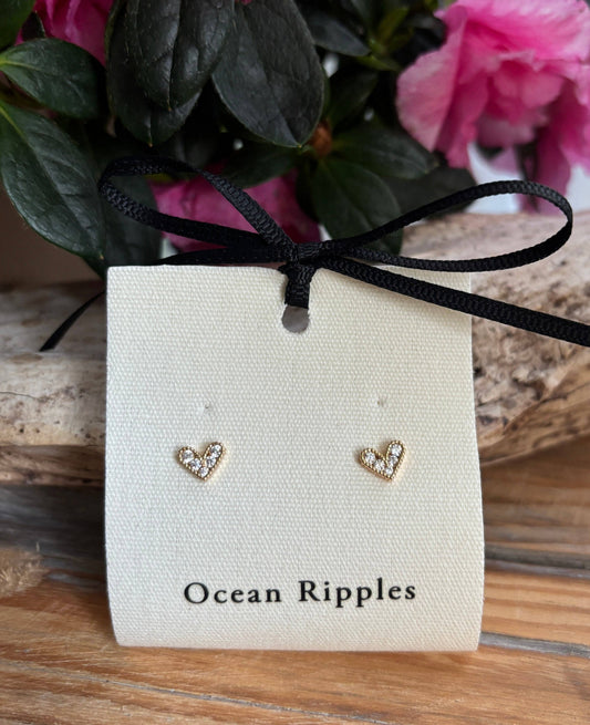 14ct Gold Plated Cubic Zirconia Heart Gold Earrings OR85