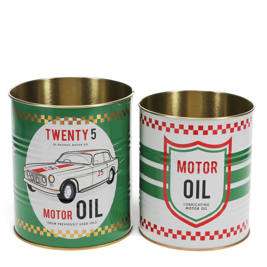 Motor Oil storage tins (set of 2)