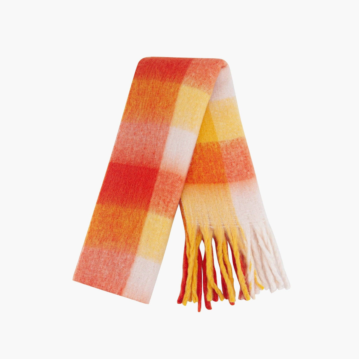 Allie Heavyweight Scarf - Orange, Colourblock Square: One-size
