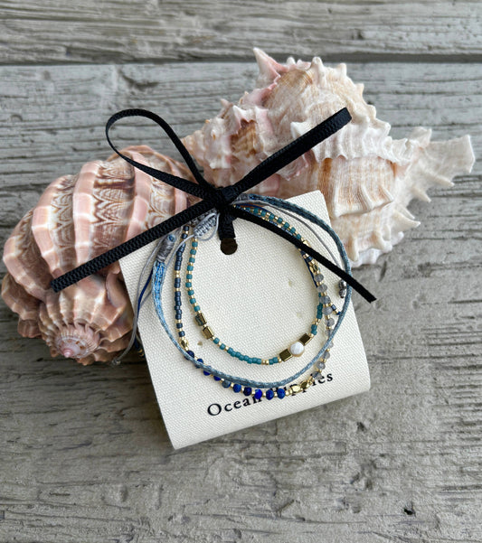 Japanese Miyuki Bracelet Set of 3 Blue - OR47