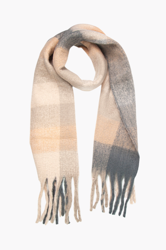 Allie Heavyweight Scarf - Neutral, Square Colour Block: One-size