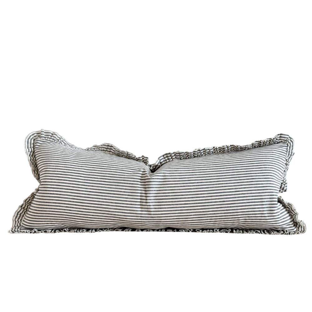 Darcy Navy & Cream Striped Cotton Bolster Cushion 80x30cm