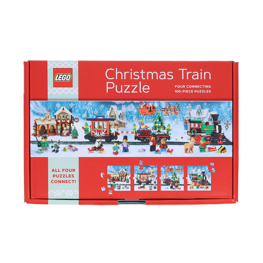 LEGO Christmas Train Puzzle - Four Connecting 100-Piece Puzzles