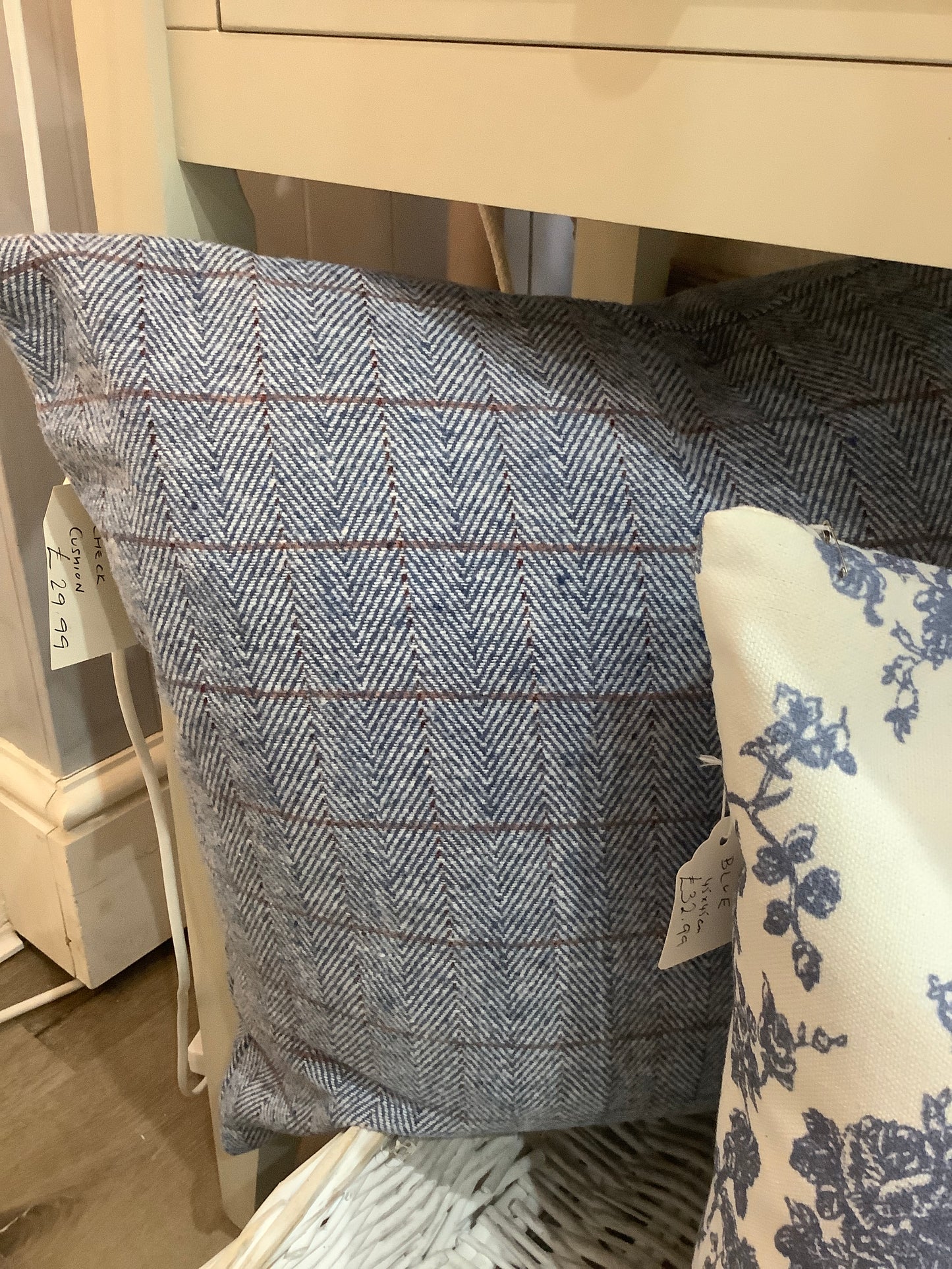 Blue check cushion