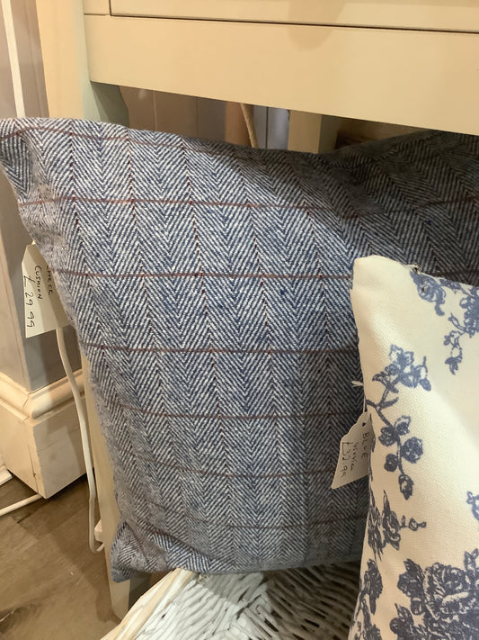 Blue check cushion